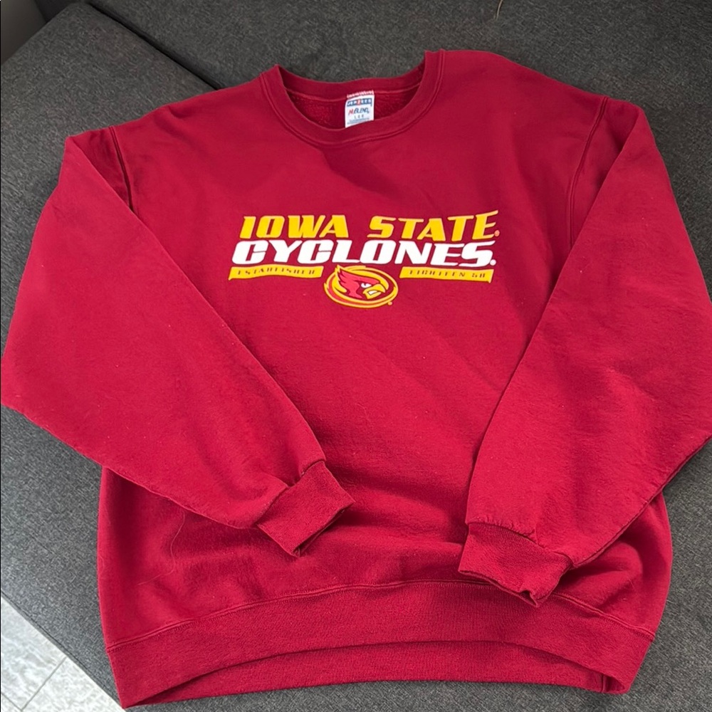 Jerzees Red Crewneck Sweater Iowa State Cyclones
